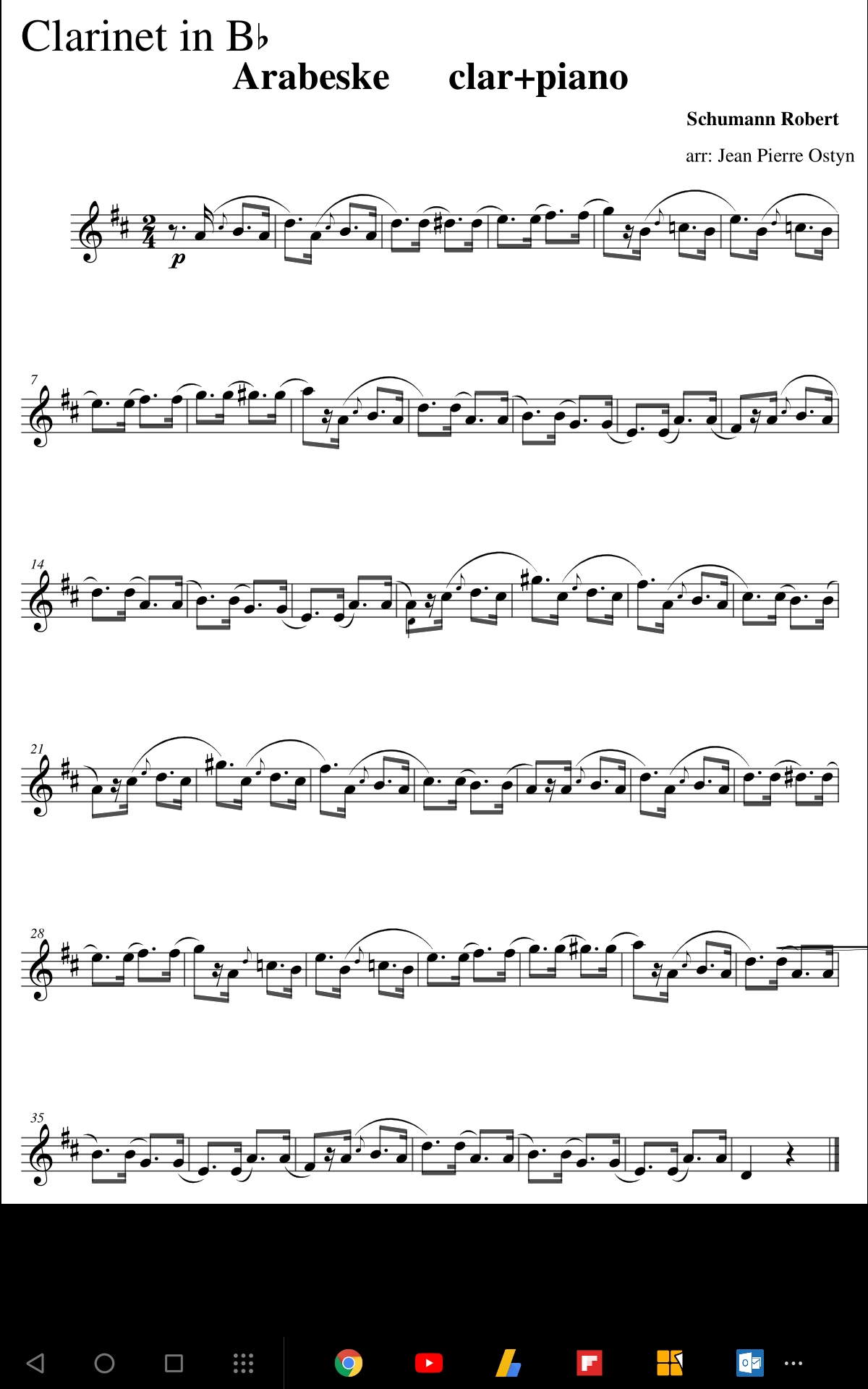 Arabeske - Schumann, op. 18, Clarinet